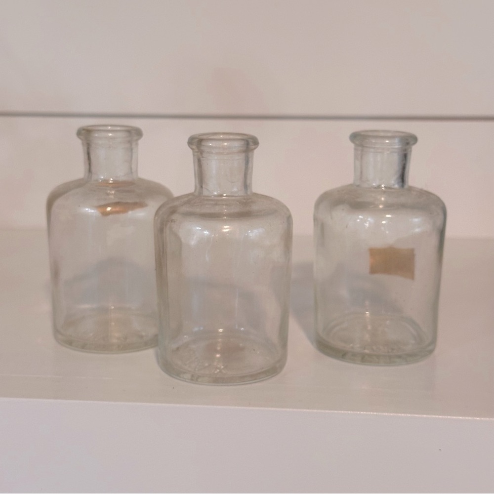 Vintage KIMAX U.S.A. - 4 oz #11 Clear Glass Medicine Bottles set of 3